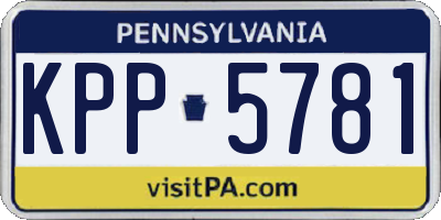 PA license plate KPP5781
