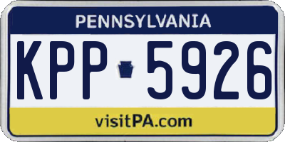 PA license plate KPP5926