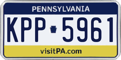 PA license plate KPP5961
