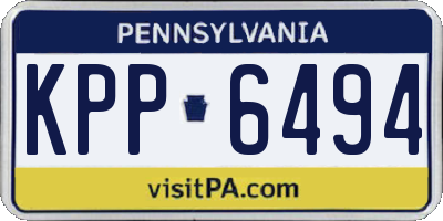PA license plate KPP6494