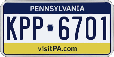 PA license plate KPP6701