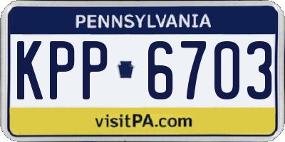PA license plate KPP6703