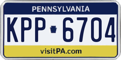 PA license plate KPP6704