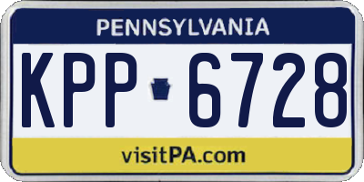 PA license plate KPP6728