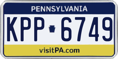 PA license plate KPP6749