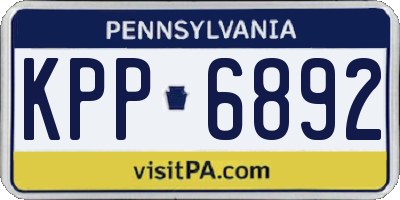 PA license plate KPP6892