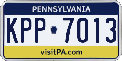 PA license plate KPP7013