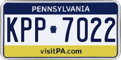 PA license plate KPP7022