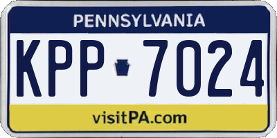 PA license plate KPP7024