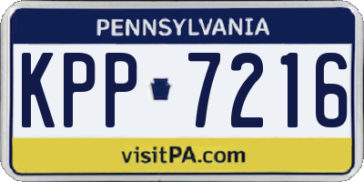 PA license plate KPP7216
