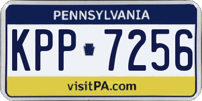PA license plate KPP7256
