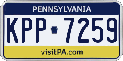 PA license plate KPP7259