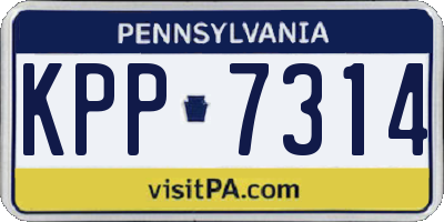 PA license plate KPP7314