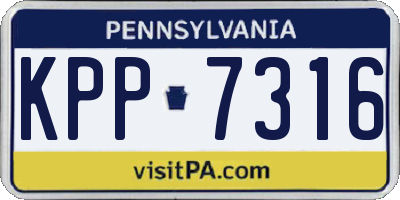 PA license plate KPP7316
