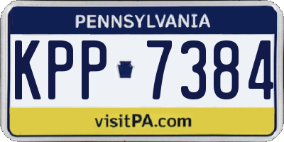 PA license plate KPP7384