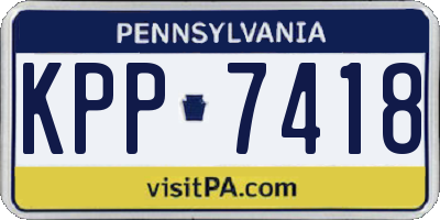 PA license plate KPP7418