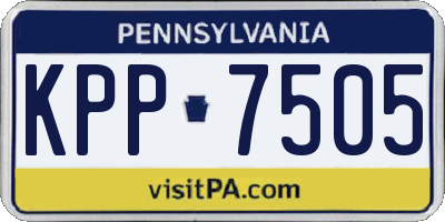 PA license plate KPP7505