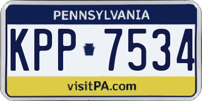 PA license plate KPP7534