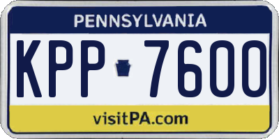 PA license plate KPP7600