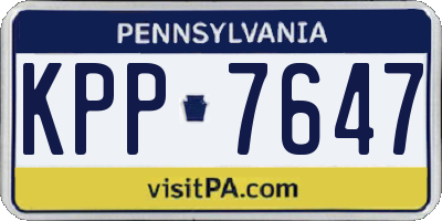 PA license plate KPP7647