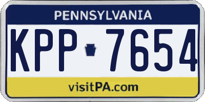 PA license plate KPP7654