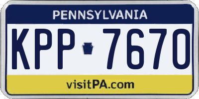 PA license plate KPP7670