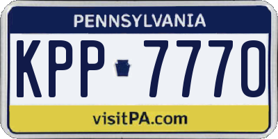 PA license plate KPP7770