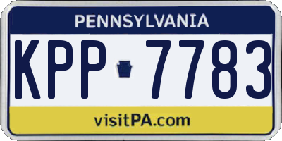 PA license plate KPP7783