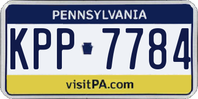 PA license plate KPP7784