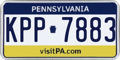 PA license plate KPP7883