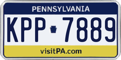 PA license plate KPP7889