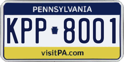 PA license plate KPP8001