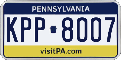 PA license plate KPP8007