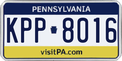 PA license plate KPP8016