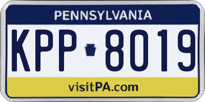 PA license plate KPP8019