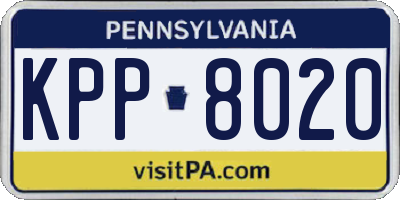 PA license plate KPP8020