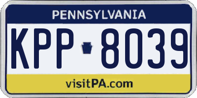 PA license plate KPP8039