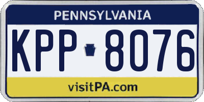 PA license plate KPP8076