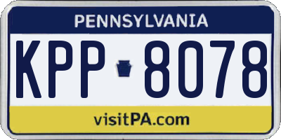 PA license plate KPP8078