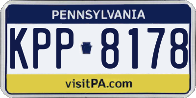 PA license plate KPP8178