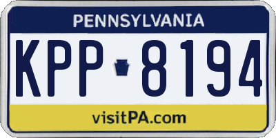 PA license plate KPP8194