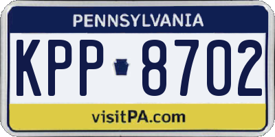 PA license plate KPP8702