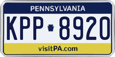 PA license plate KPP8920