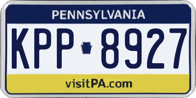 PA license plate KPP8927