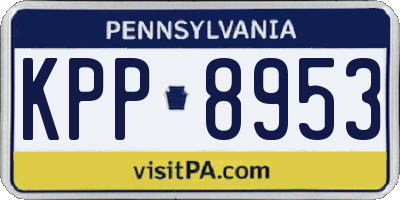 PA license plate KPP8953