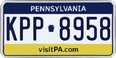 PA license plate KPP8958