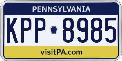 PA license plate KPP8985