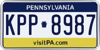 PA license plate KPP8987