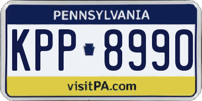 PA license plate KPP8990