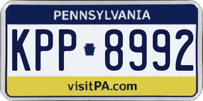 PA license plate KPP8992